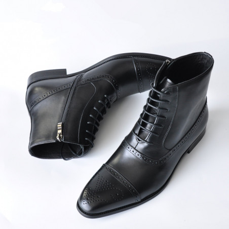 Chiffon à chaussures montantes en cuir poli à trois articulations pour hommes