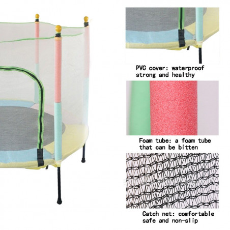 Trampoline pour enfants 5FT avec tapis de saut en filet et rembourrage de couverture de ressort
