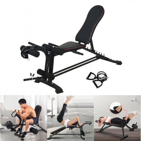Réglable Sit Up AB Incline Abs Banc Plat Fly Poids Presse Gym Fitness Corde