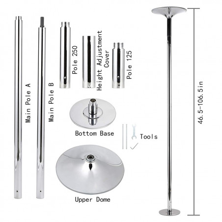 45mm Dance Pole Professional Stripper Pole Spinning Static Dancing Pole Portable Amovible