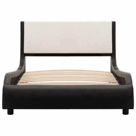 Cadre de lit Noir et blanc faux cuir 90x200 cm