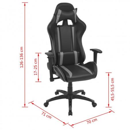 Chaise de bureau inclinable similicuir gris