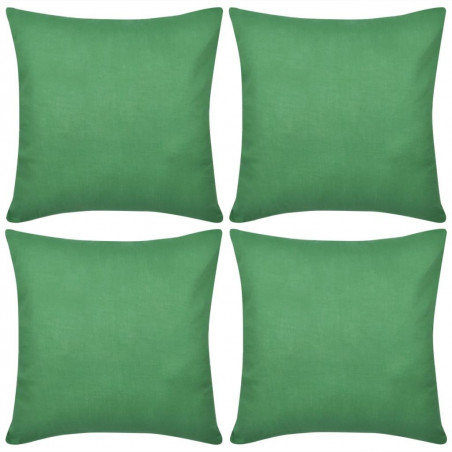 4 taies d'oreiller coton vert 80 x 80 cm