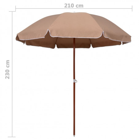 Parasol avec poteau en acier 240 cm Taupe