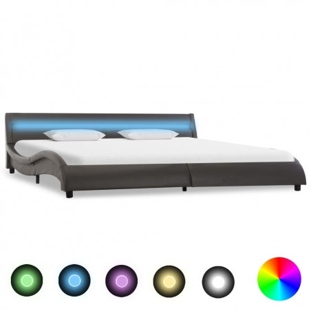 Cadre de lit avec LED Similicuir Gris 180 x 200 cm