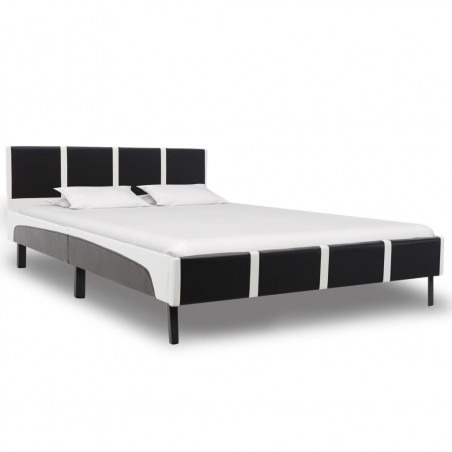 Cadre de lit Similicuir noir et blanc 140 x 200 cm