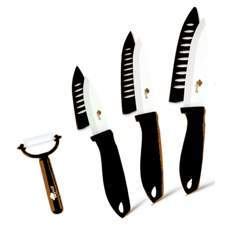 Ensemble de cinq couteaux en céramique de zircone à lame blanche