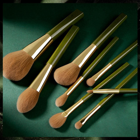 Ensemble de pinceaux de maquillage doux 8 pinceaux scintillants verts