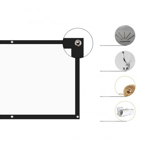 Écran de projecteur Portable de 120 pouces rideau Simple en plastique blanc HD