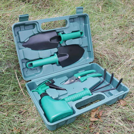 Boîte en plastique pour outils de jardin en cinq pièces Ensemble d'outils de jardin en plastique