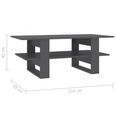 Table basse gris 110x55x42 cm aggloméré