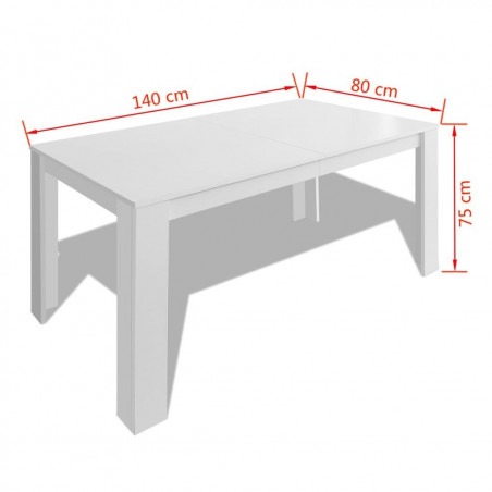 Table à manger 140 x 80 x 75 cm blanc