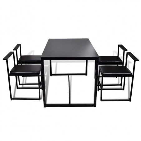 Ensemble de table et chaises de salle à manger 5 pièces noir