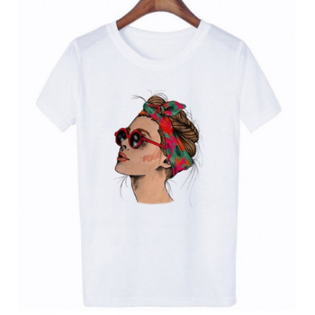 T-shirt femme col rond imprimé manches courtes