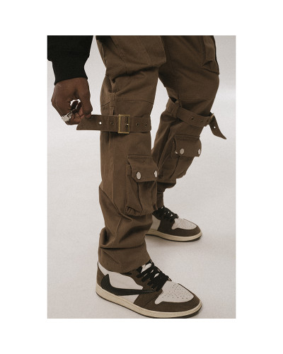 Pantalon multi-poches noir et marron