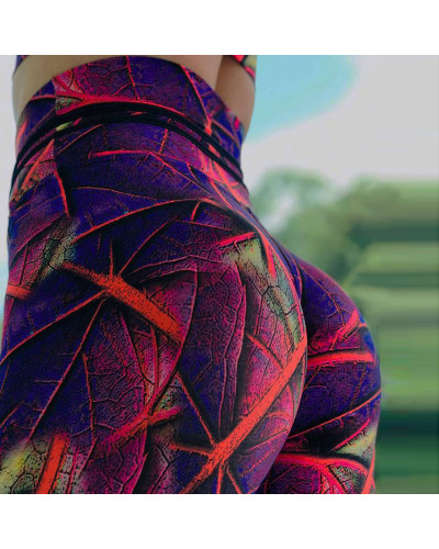 Legging femme Feuille imprimer remise en forme de yoga pantalon