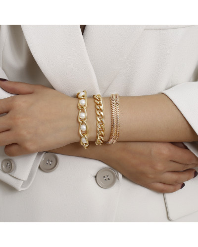 Bracelet de tempérament de perles incrustées de chaîne créative
