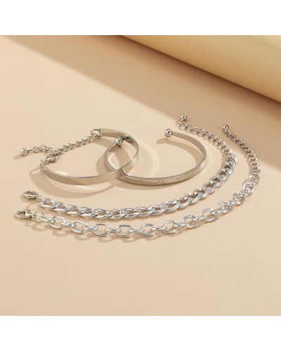 Ensemble de bracelets à chaîne creuse en forme de C simples et lisses