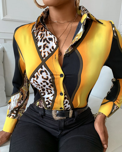 Chemise à manches longues imprimé léopard
