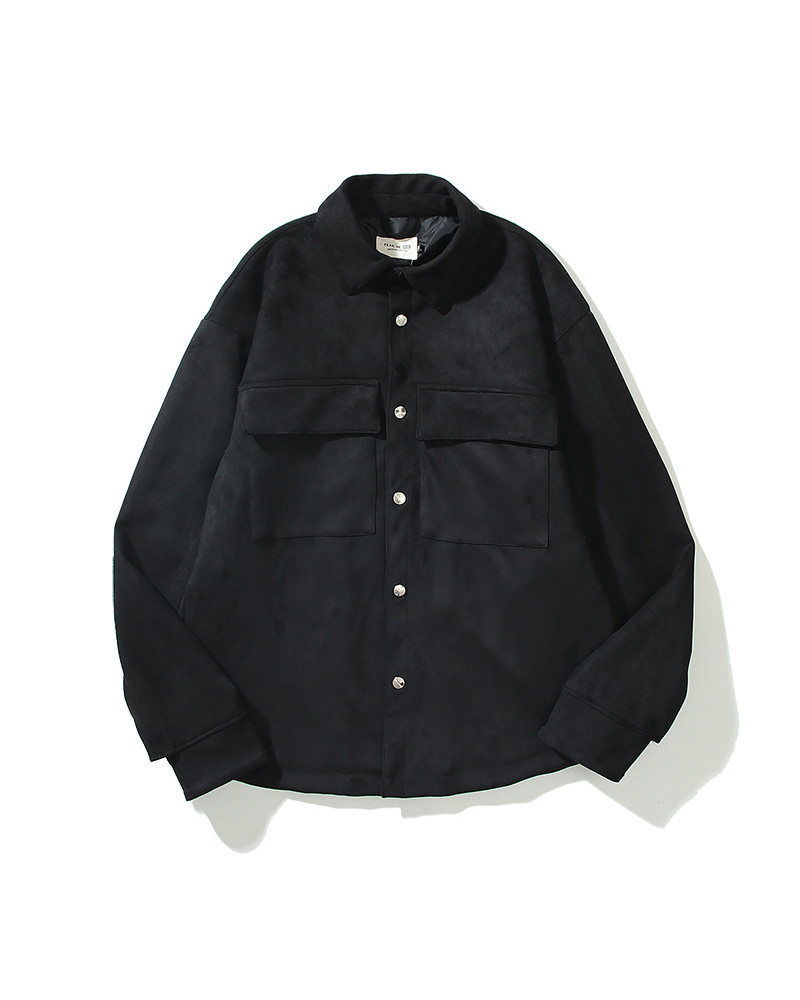 FEAR OF GOD Oversized Faux Micro Suede Padded Primaloft Overshirt Black