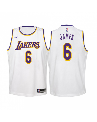 Los Angeles Lakers Nike Association Edition Swingman Maillot - Blanc - Lebron James - Unisexe