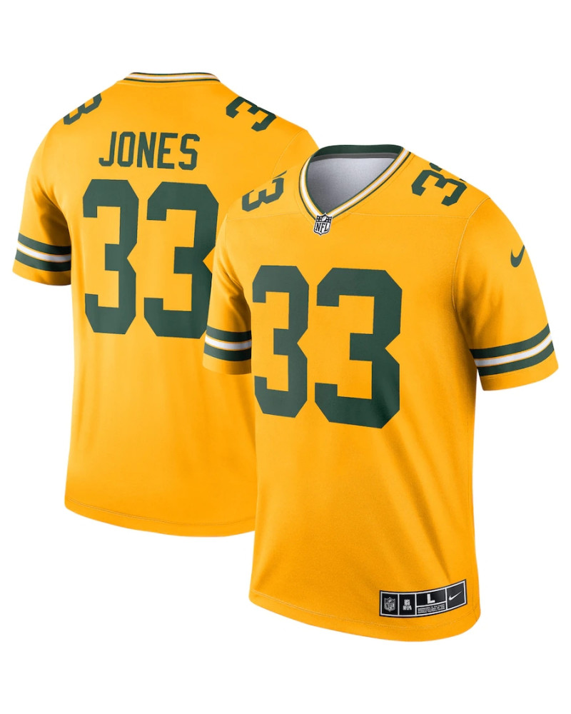 Nike Green Bay Packers No33 Aaron Jones Yellow Men's Stitched NFL Limited Rush 100th Season Jersey