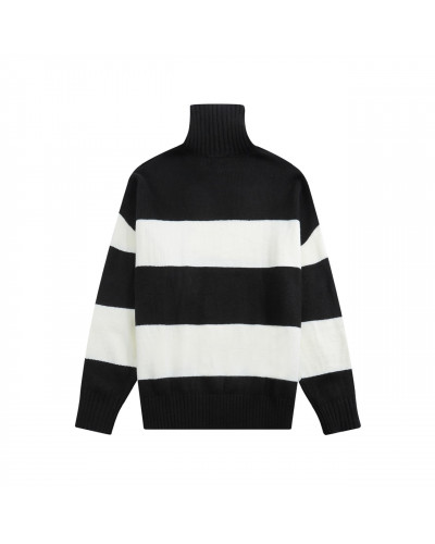 Ami de Coeur Oversize Funnel Neck Striped Sweater