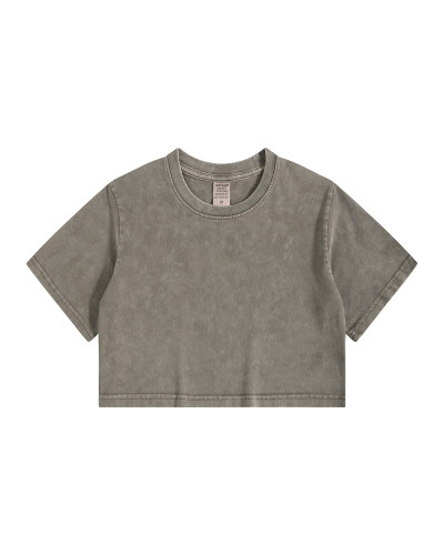 T-shirts surdimensionnés 100% coton lavés à la pierre crop top