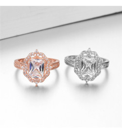 Bague en diamant carré avec zircon plaqué or rose bijoux en vente sur rosadestock