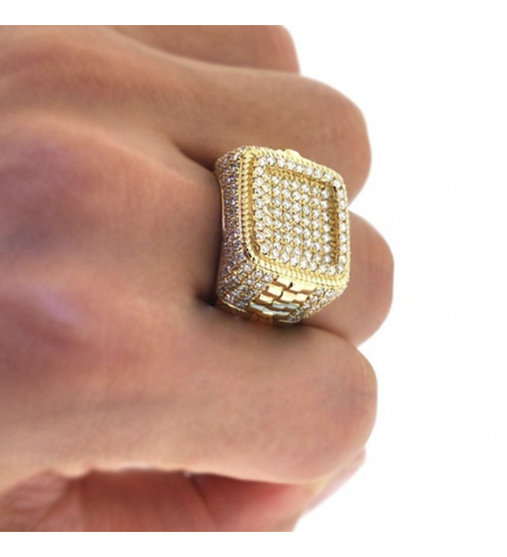 Bague en plaqué or avec diamants en vente sur rosadestock